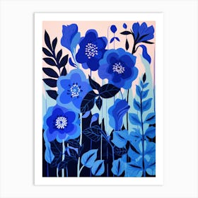Blue Flower Illustration Delphinium 2 Art Print