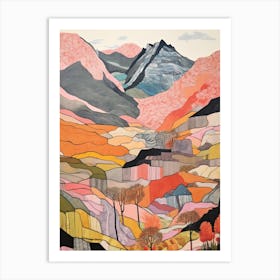 Y Garn Wales Colourful Mountain Illustration Art Print