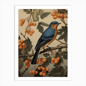 Dark And Moody Botanical Eastern Bluebird 4 Art Print