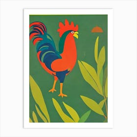 Rooster Midcentury Illustration Bird Art Print