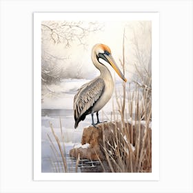 Winter Bird Painting Brown Pelican 4 Art Print