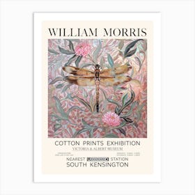 William Morris Dragonfly Print - Pink Art Print