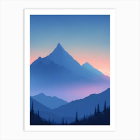 Misty Mountains Vertical Composition In Blue Tone 94 Art Print