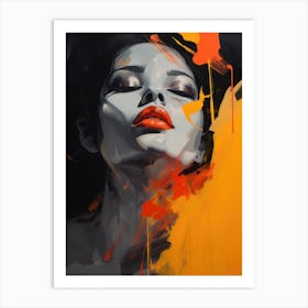 Woman In Orange And Black Art Print