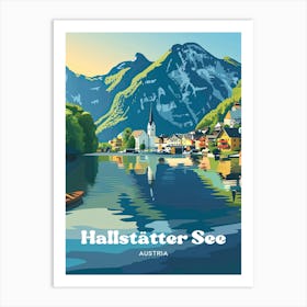 Hallstatter See Lake Digital Travel Illustration Art Print