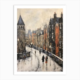 Vintage Winter Painting Newcastle United Kingdom Art Print