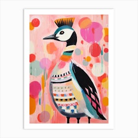 Pink Scandi Grebe 2 Art Print