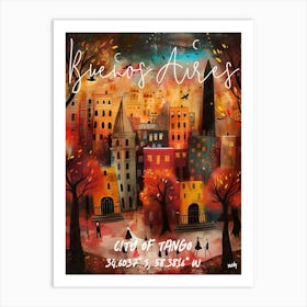 Buenos Aires, folk naive and whimsical poster Art Print