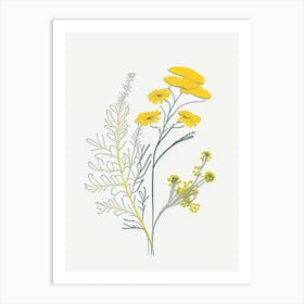 Feverfew Spices And Herbs Minimal Line Drawing 1 Art Print