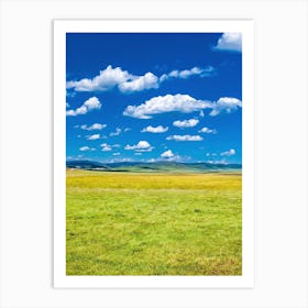 Grassy Meadow With Blue Sky Art Print