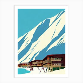 Val Thorens, France Midcentury Vintage Skiing Poster Art Print