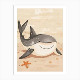Shark On The Beach Muted Pastels 1 Art Print