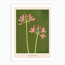 Pink & Green Agapanthus 2 Flower Poster Art Print