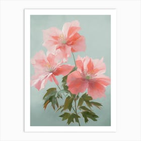 Poinsettia Flowers Acrylic Painting In Pastel Colours 4 Art Print
