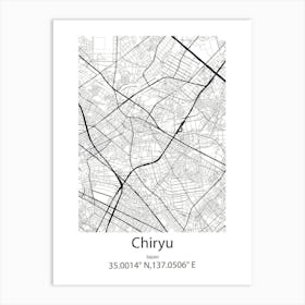 Chiryu,Japan Minimalist Map Póster