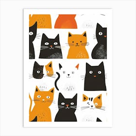 Repeatable Artwork With Cute Cat Faces Art Print