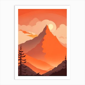 Misty Mountains Vertical Composition In Orange Tone 314 Art Print