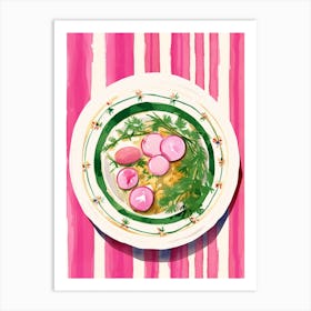 A Plate Of Radishes, Top View Food Illustration 4 Art Print
