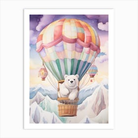 Baby Polar Bear 3 In A Hot Air Balloon Art Print