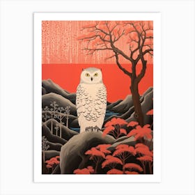 Bird Illustration Snowy Owl 3 Art Print