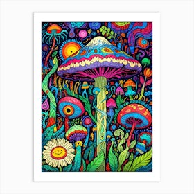 Psychedelic Mushrooms Art Print