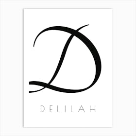Delilah Typography Name Initial Word Art Print