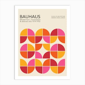 Pink And Orange Bauhaus 1 Art Print