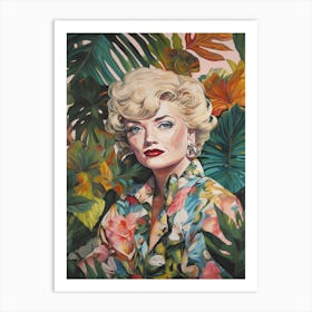 Floral Handpainted Portrait Of Marilyn Monroe Art Print