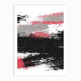 Black And Red Brush Strokes Art Print