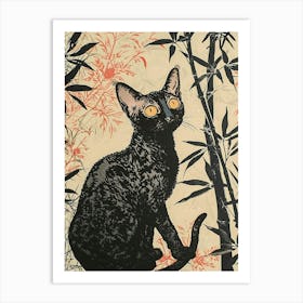 Cornish Rex Cat Japanese Illustration 3 Art Print