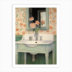 Bathroom Vanity Painting With A Chrysanthemum Bouquet 1 Art Print