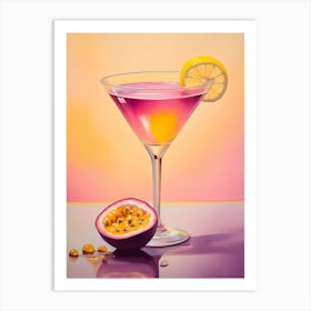 Passion Fruit Martini Cocktail With One Piece Of Passion Fruit On The Side Art Print