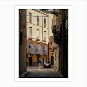 Morning Stripey Strolls Through Sicily Art Print