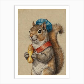 Squirrel With A Hat Art Print