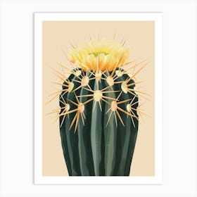 Golden Barrel Cactus Minimalist Abstract 2 Art Print