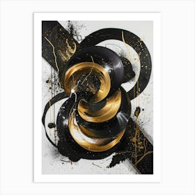 Gold And Black Abstract Painting 48 Art Print