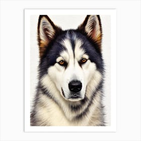 Alaskan Malamute Watercolour 3 Dog Art Print
