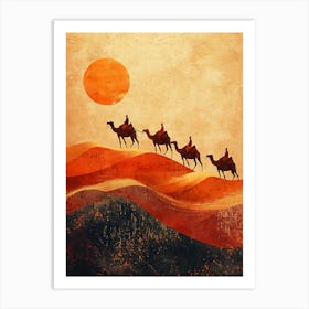 Desert Scene With Camels 1 Art Print