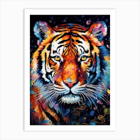 Tiger Art In Pointillism Style 2 Art Print