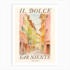 Il Dolce Far Niente Parma, Italy Watercolour Streets 2 Poster Art Print