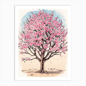 Cherry Blossom Tree Storybook Illustration 1 Art Print
