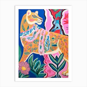 Maximalist Animal Painting Cougar 2 Art Print