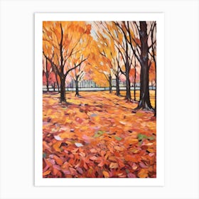 Autumn City Park Painting Parc Jean Drapeau Montreal Canada Art Print