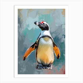 Galapagos Penguin Livingston Island Colour Block Painting 3 Art Print