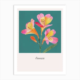 Freesia 3 Square Flower Illustration Poster Art Print