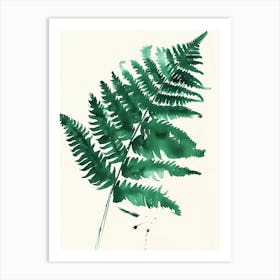 Green Ink Painting Of A Royal Fern 3 Art Print