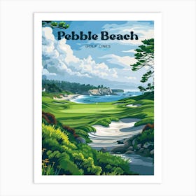 Pebble Beach PGA Championship Digital Travel Illustration Art Print