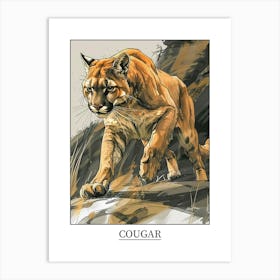 Cougar Precisionist Illustration 4 Poster Art Print