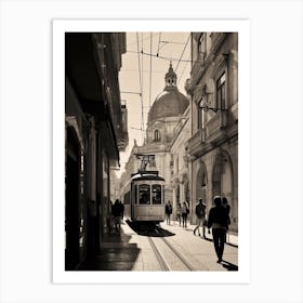 Lisbon, Portugal, Mediterranean Black And White Photography Analogue 3 Art Print