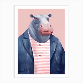 Playful Illustration Of Hippopotamus For Kids Room 2 Art Print